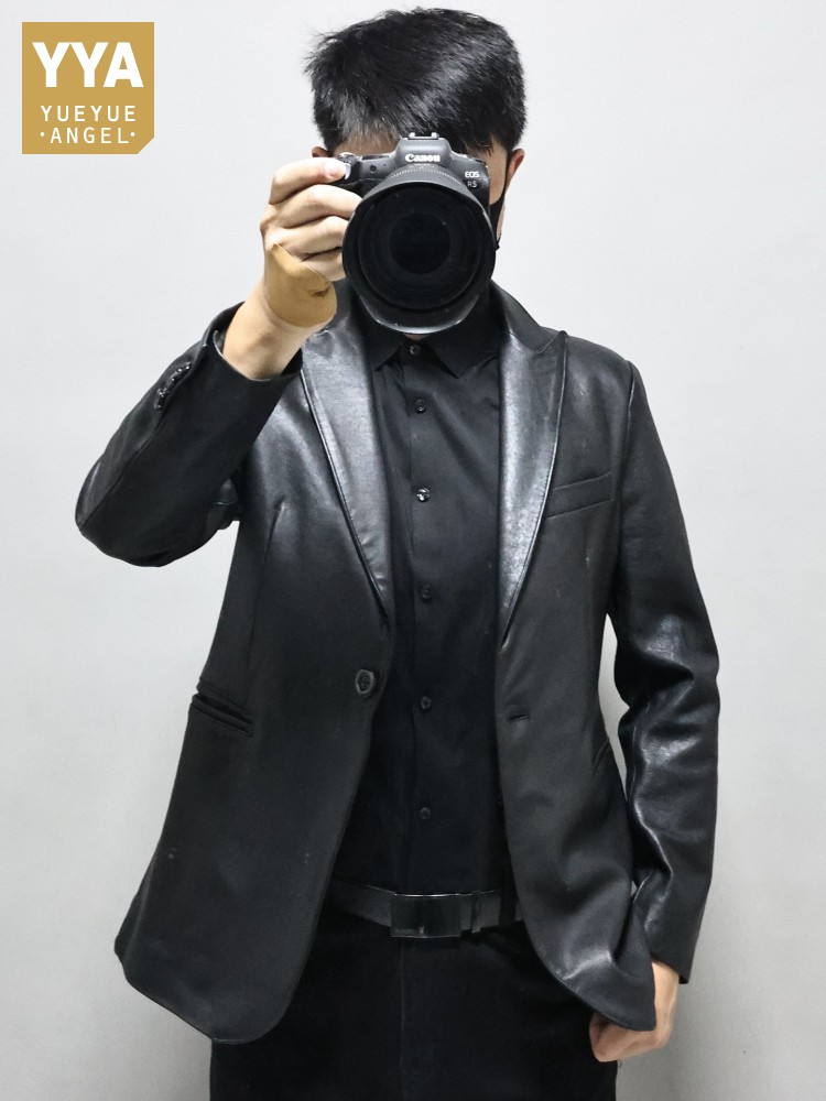 Leather Work Jacket Mens - Blazer da Uomo in Vera Pelle,
