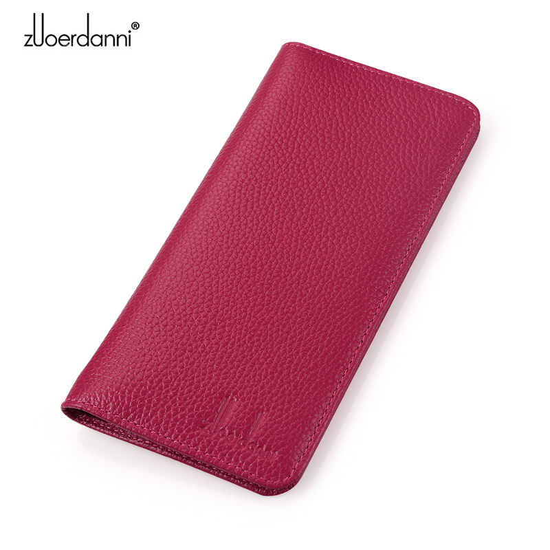 Leather Work Folder - Ultra-sottile signore raccoglitore raccoglitore lungo Morbido