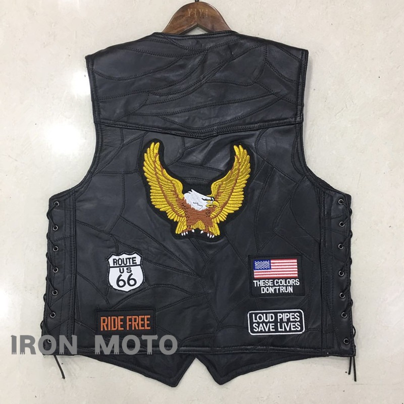 Leather Work Vest - NUOVO Gilet da Moto per Uomo,