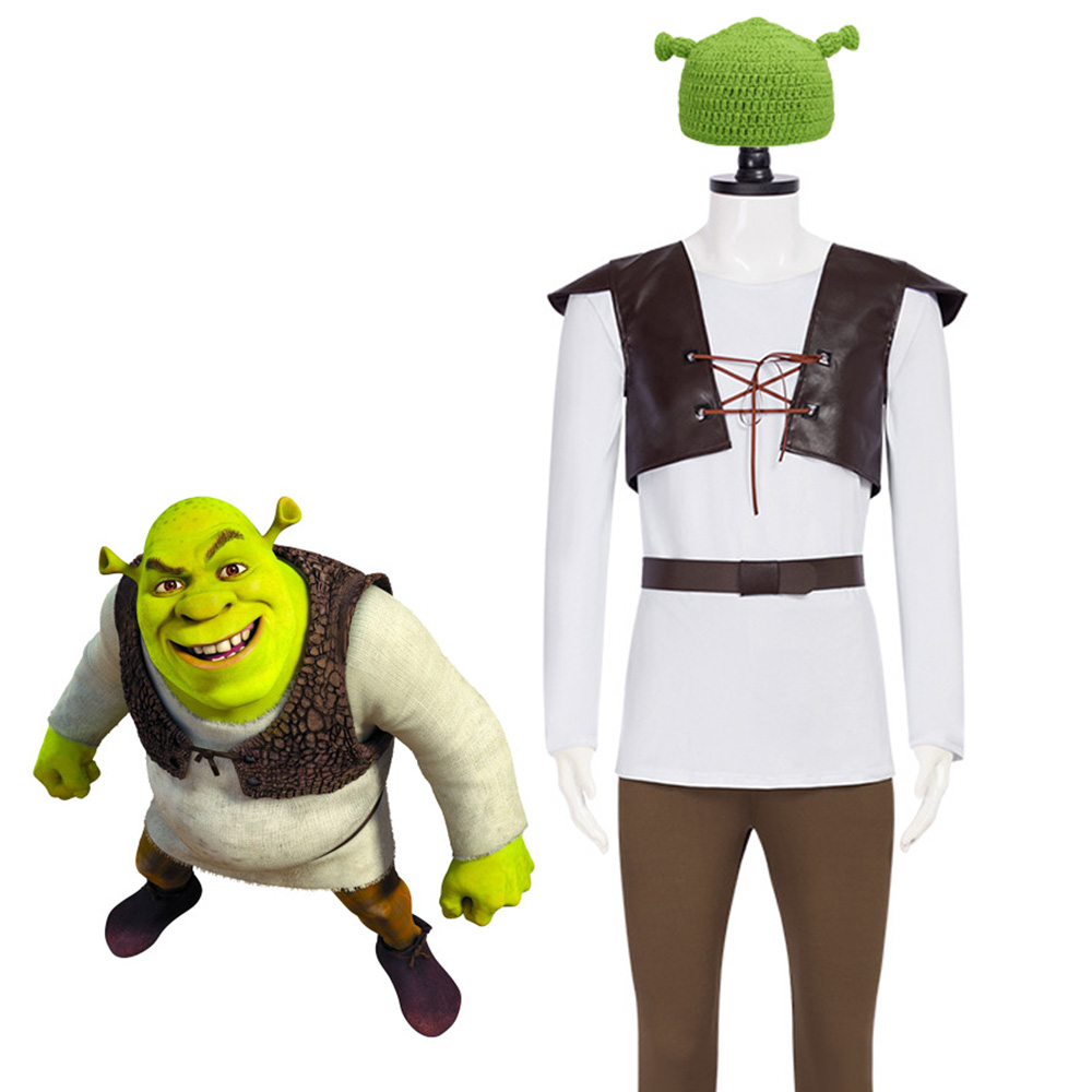 Leather Work Vest - Shrek Costumi Cosplay Cappello verde Shrek