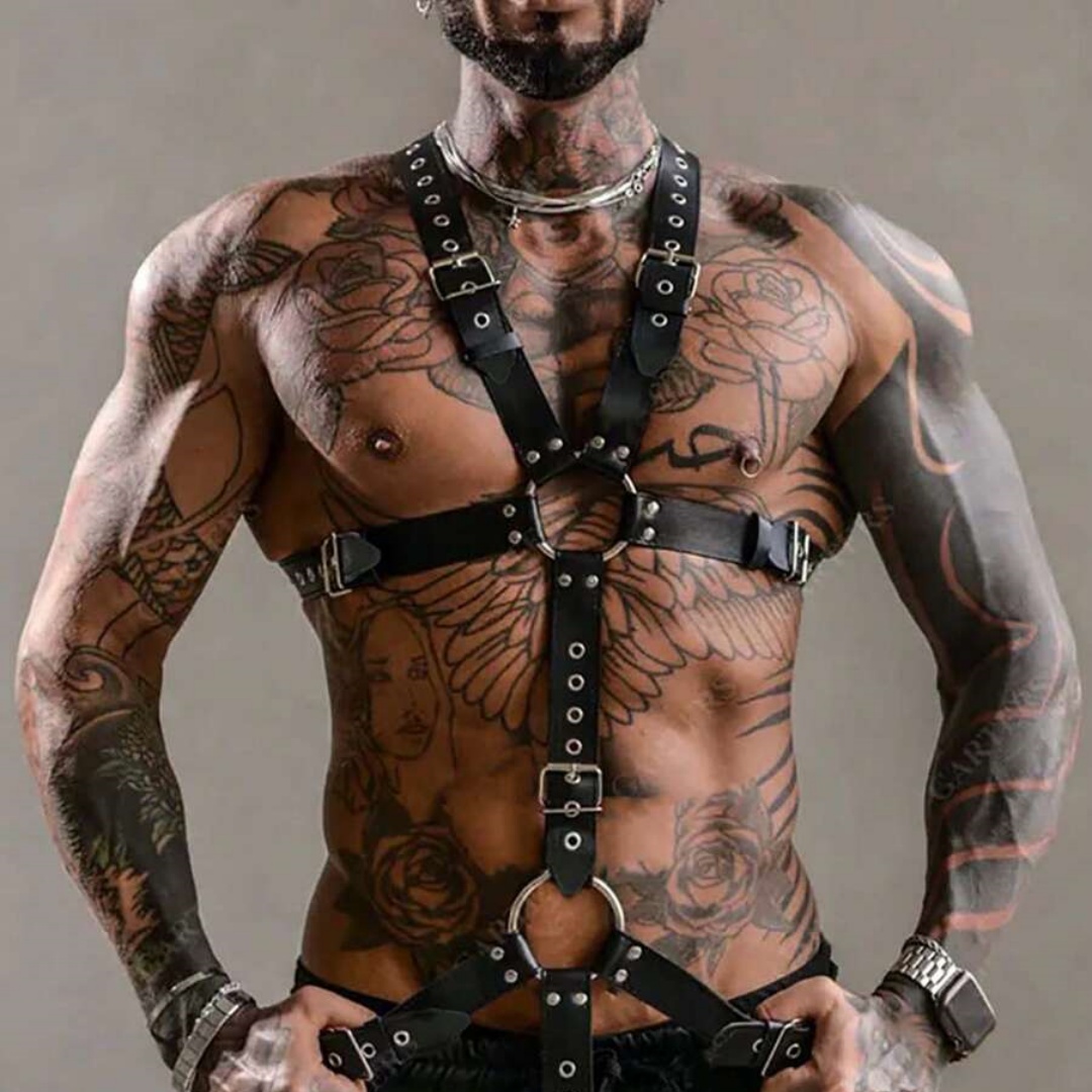Leather Work Vest - Gilet in pelle sexy da uomo