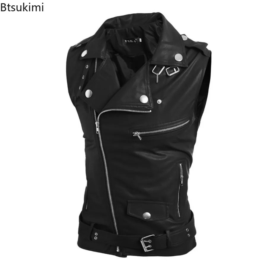 Leather Work Vest - Gilet in Pelle PU Casual da