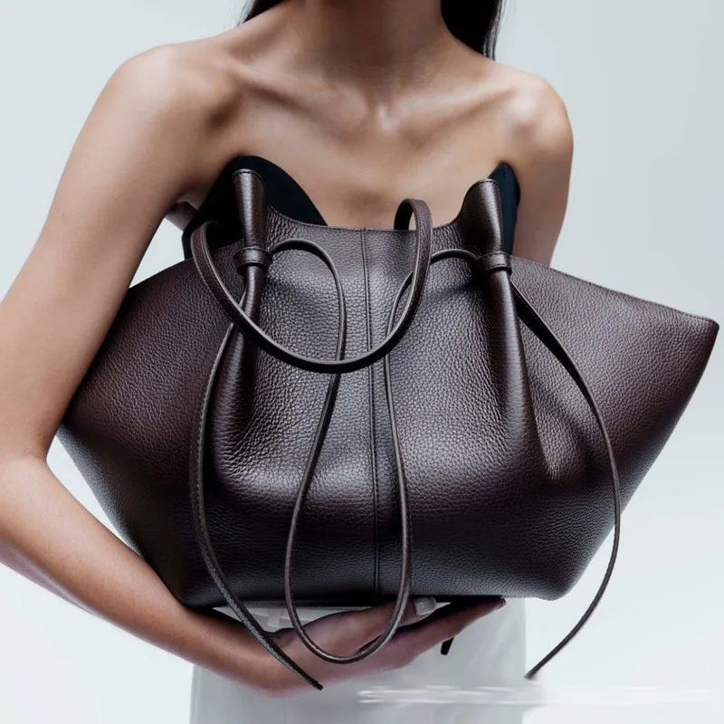 Leather Work Handbag - Borsa a Spalla in Pelle da