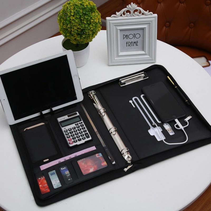 Leather Work Folder - Cartella per conferenze multifunzionale A4 Cartella