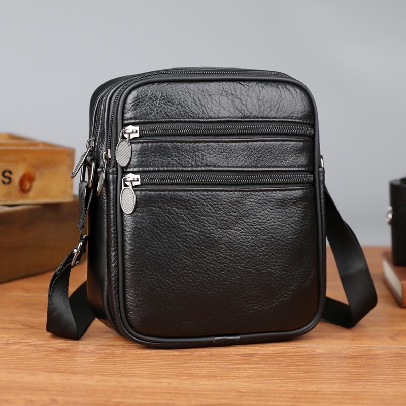 Leather Work Handbag - Borsa a Tracolla da Uomo in