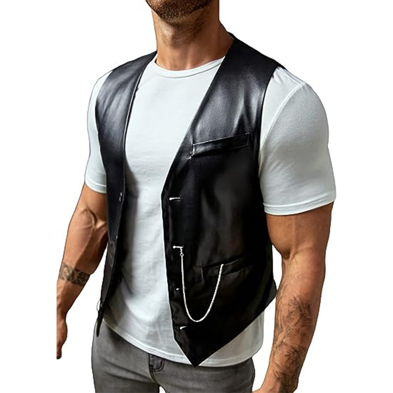 Leather Work Vest - Nuovo gilet da uomo in pelle