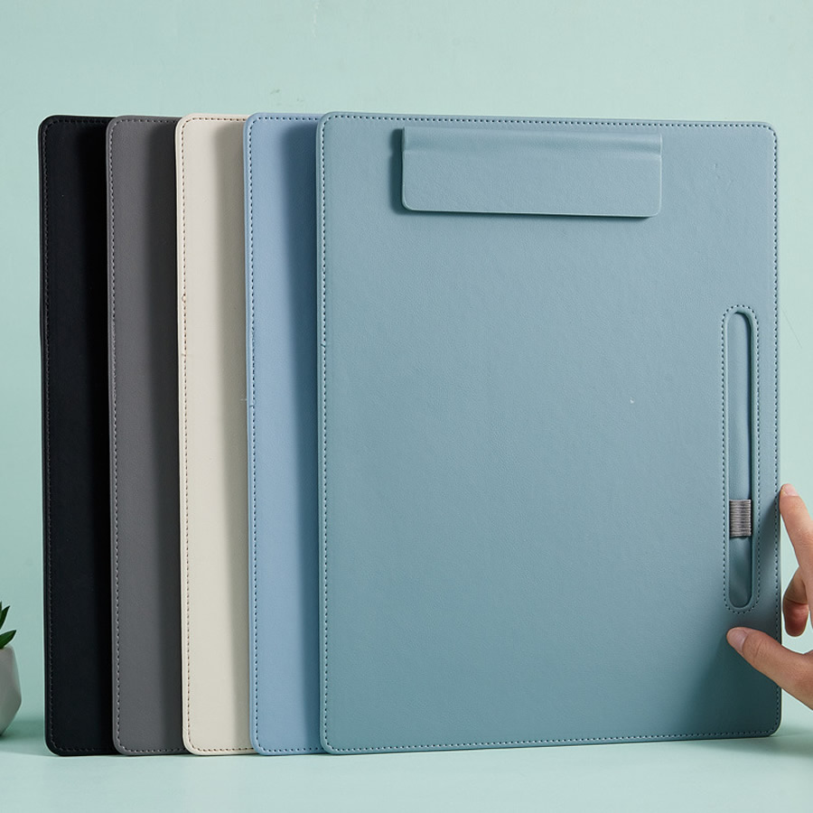 Leather Work Folder - Clip per scrittura in pelle A4,