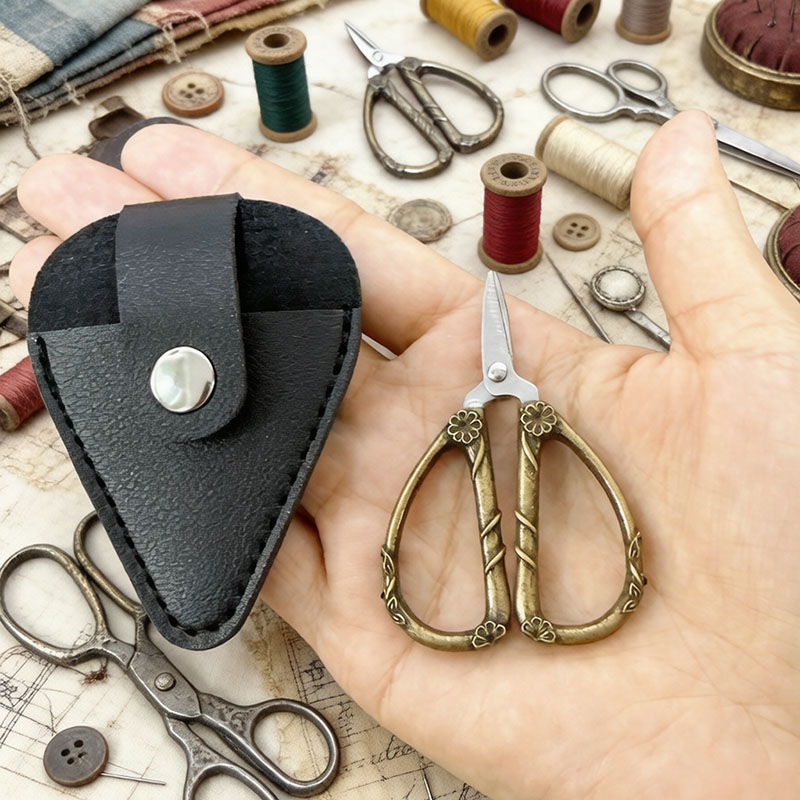 Leather Work In Art - Mini Forbici Vintage in Acciaio Inossidabile,
