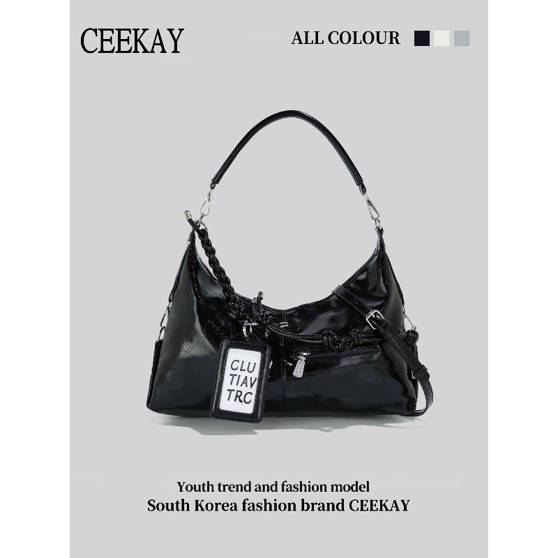 Leather Work Handbag - Borsa Hobo in Pelle Lucida CEEKAY