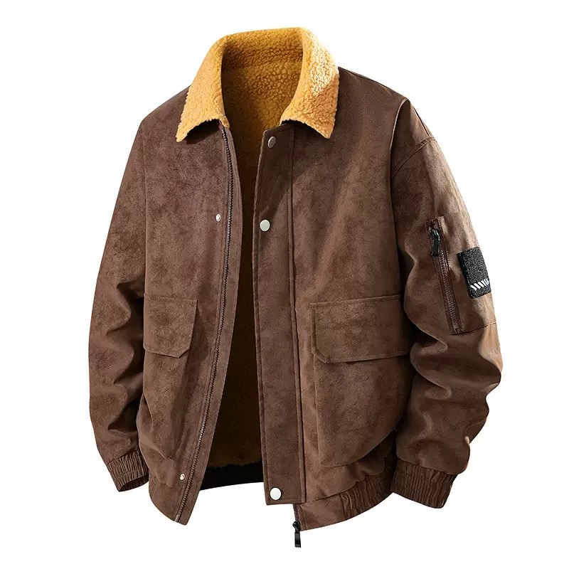 Leather Work Jacket Mens - Giacca da Lavoro in PU Retrò