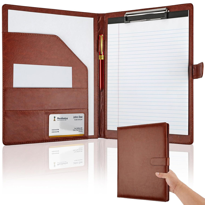 Leather Work Folder - Cartella Portadocumenti Multifunzionale A4 in Pelle,