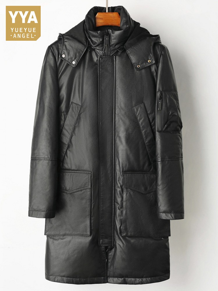 Leather Work Jacket Mens - Piumino invernale da uomo in vera