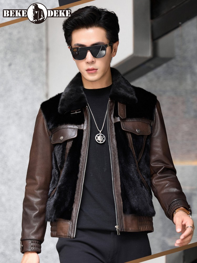 Leather Work Jacket Mens - Giacca Invernale di Lusso per Uomo