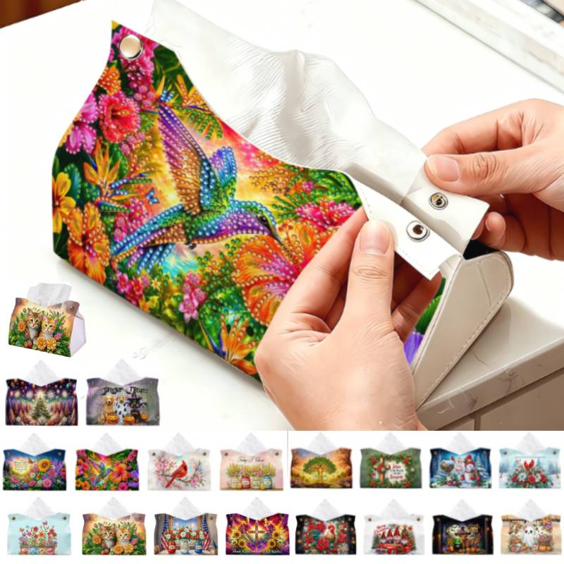 Leather Work In Art - Scatola Portafazzoletti Fai-da-Te con Diamanti, Grande
