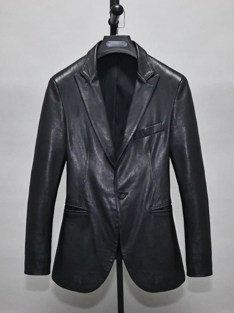 Blazer da Uomo in Vera Pelle,  - Leather Work Jacket Mens recensione e prezzo