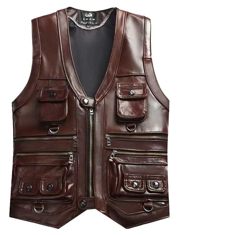 2023 Gilet da uomo in vera pel - Leather Work Vest recensione e prezzo