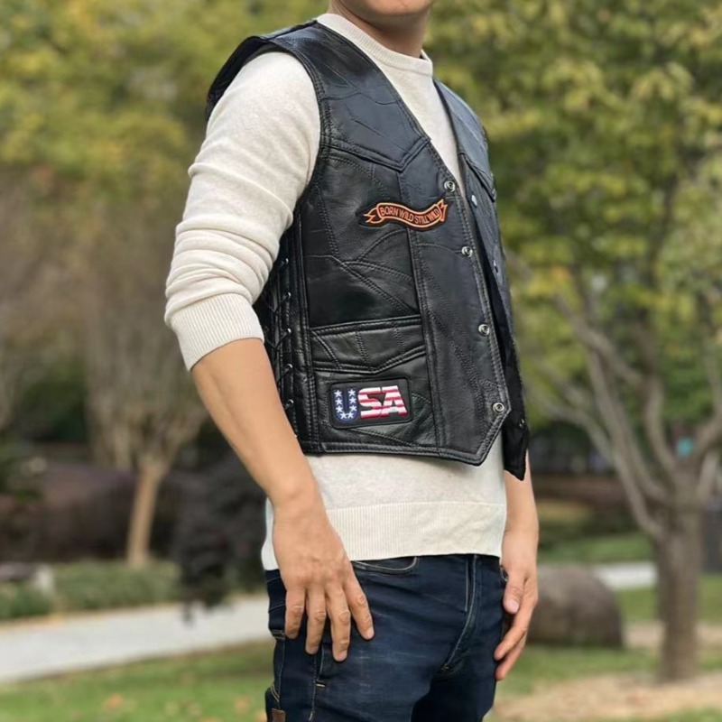 NUOVO Gilet da Moto per Uomo,  - Leather Work Vest recensione e prezzo