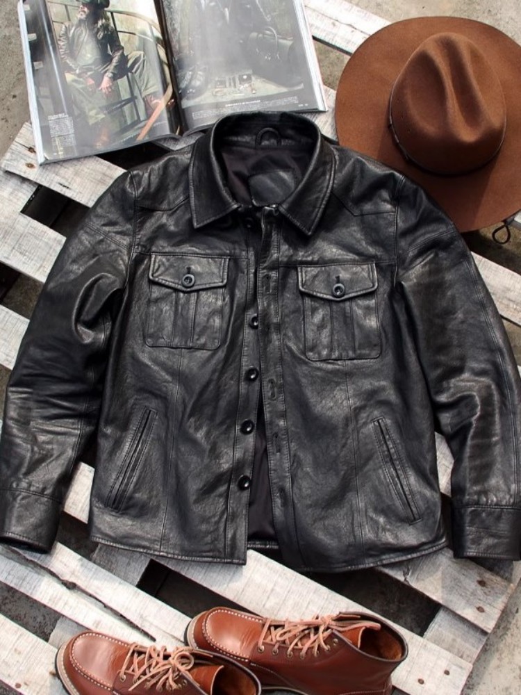 Giacca da uomo in vera pelle p - Leather Work Jacket Mens recensione e prezzo